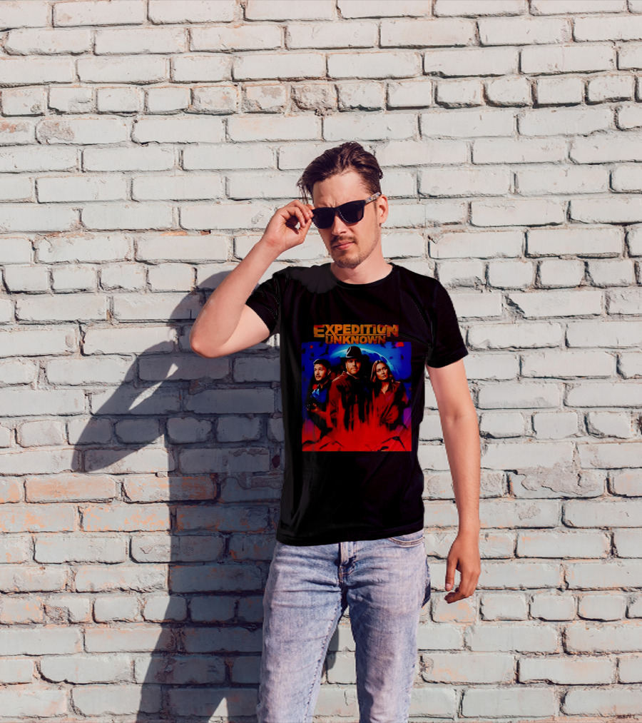Expedition Unknown Cast In Bold Red And Blue Adventure T-Shirt
