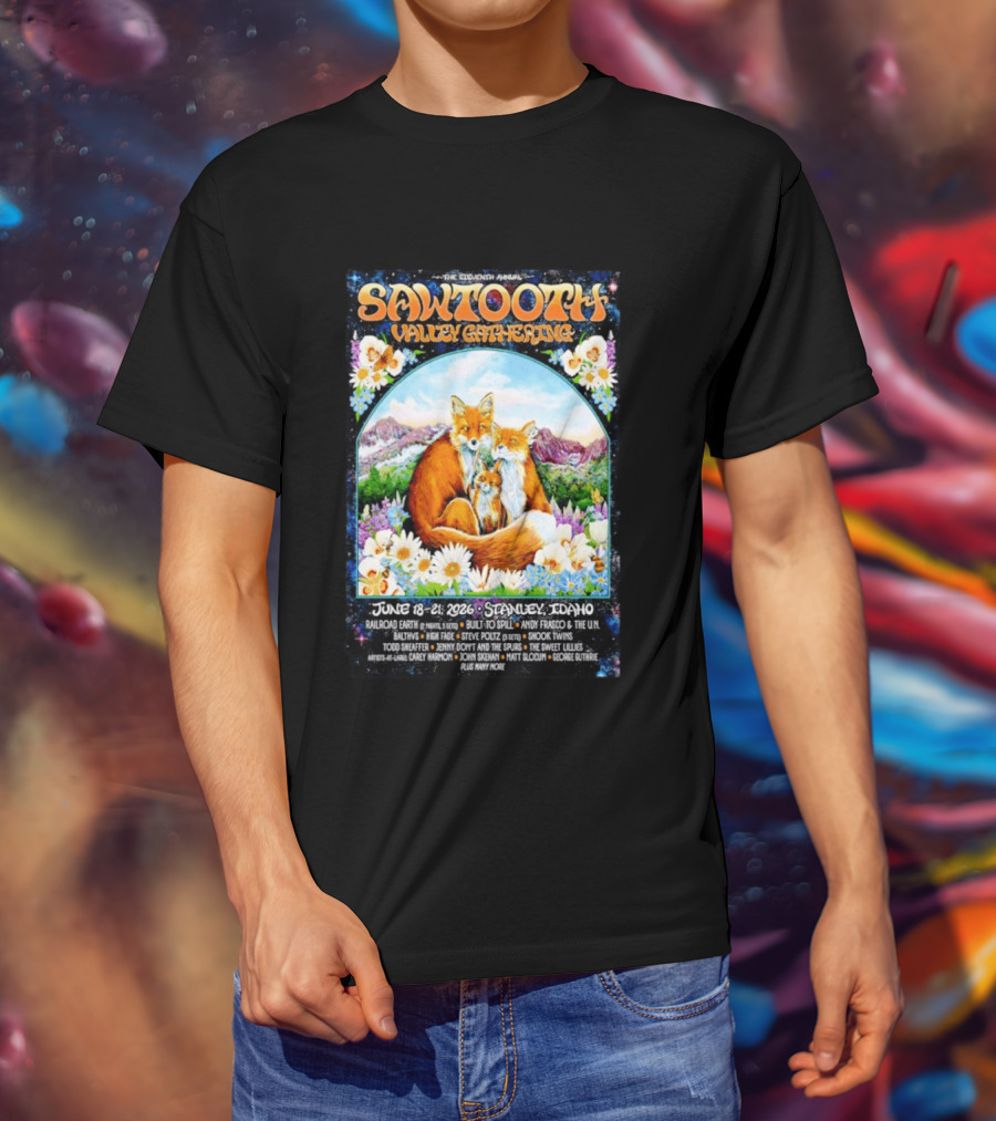 Sawtooth Valley Gathering 2026 Stanley Idaho June 18 21 Railroad Earth Andy Frasco The Lil Smokies T-Shirt