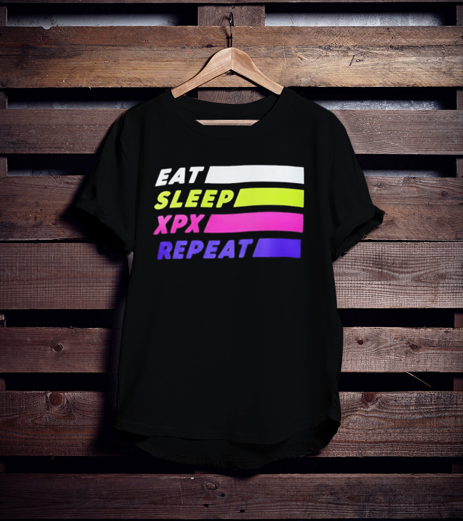 Eat Sleep XPX Repeat Lines Neon Text Blocks T-Shirt