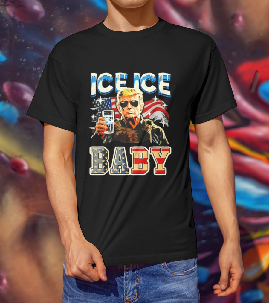 Ice Ice Baby Trump American Flag T-Shirt