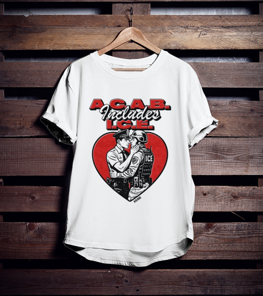 ACAB Includes ICE Anti Police Heart Shape Red And Black T-Shirt
