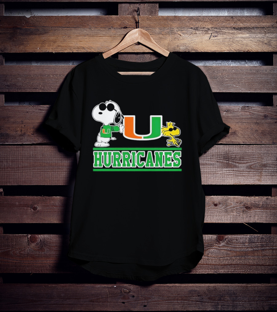 Snoopy Woodstock Miami Hurricanes U T-Shirt
