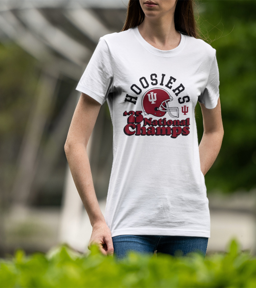 Hoosiers '25 National Champs Red Helmet T-Shirt
