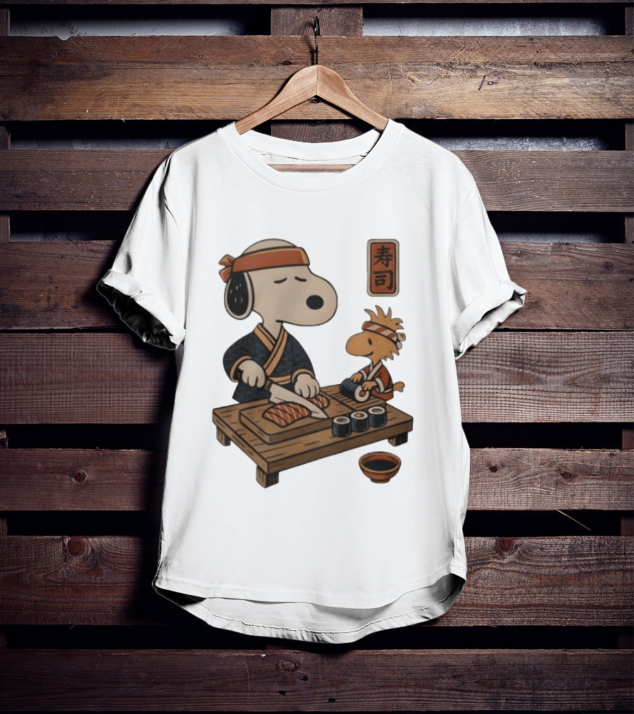 Snoopy Woodstock Sushi Chef Japan Food Sushi T-Shirt