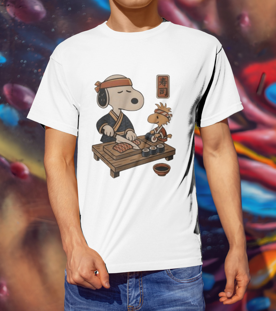 Snoopy Woodstock Sushi Chef Japan Food Sushi T-Shirt