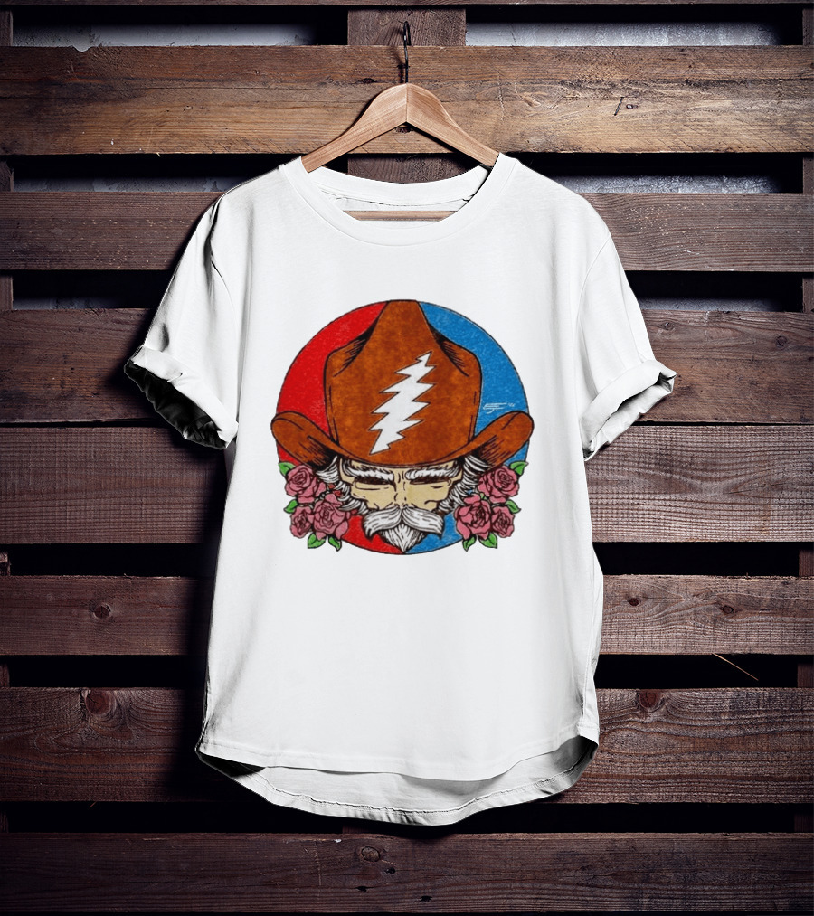 Bob Weir Cowboy Hat Grateful Dead Stealie Roses T-Shirt