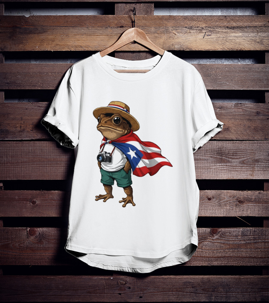Coqui Frog With Puerto Rico Flag In Puerto Rican Taino T-Shirt