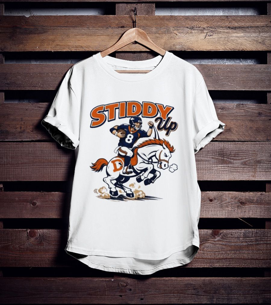 Jarrett Stidham Denver Broncos Stiddy Up Horseback Touchdown T-Shirt