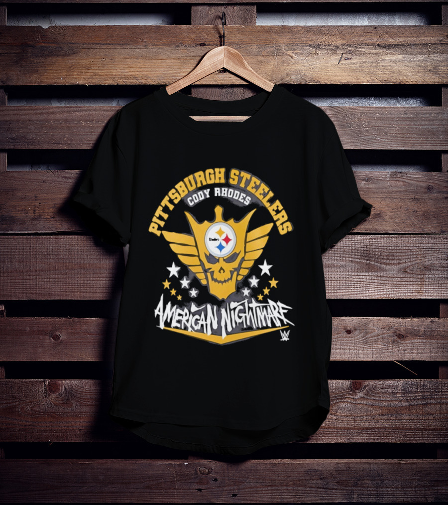 Pittsburgh Steelers Cody Rhodes American Nightmare Skull Wings Stars T-Shirt