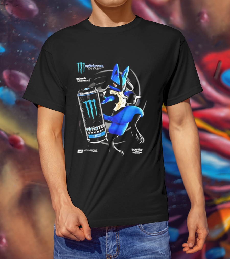 Pokémon Lucario Monster Energy Can Líquido Azulado Invigorante T-Shirt