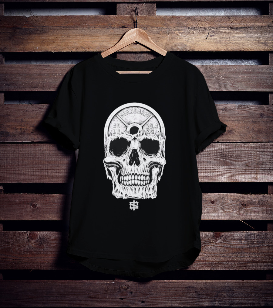 Standard 45 LB 20.4 KG Skull Weights T-Shirt