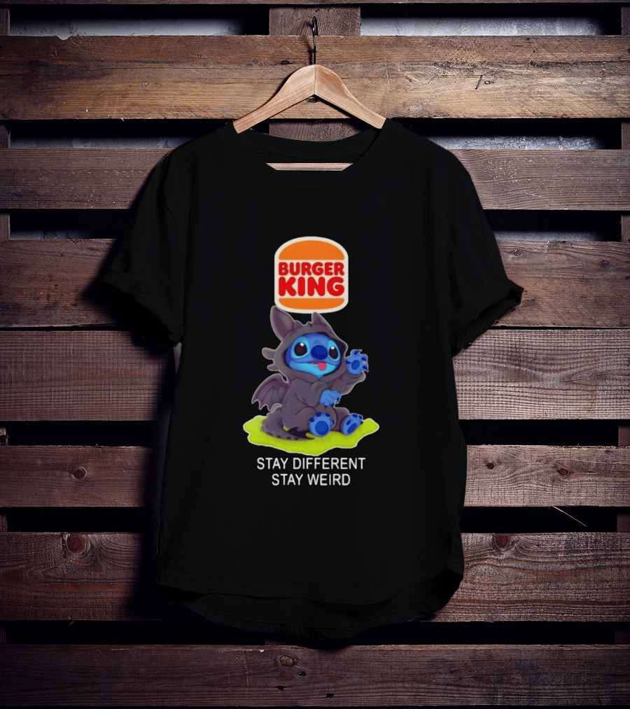 Burger King X Toothless Stitch Collaboration Stay Different Stay Weird T-Shirt