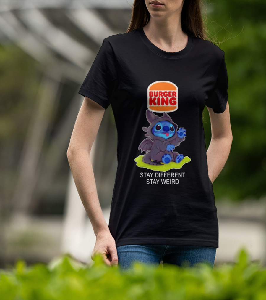 Burger King X Toothless Stitch Collaboration Stay Different Stay Weird T-Shirt