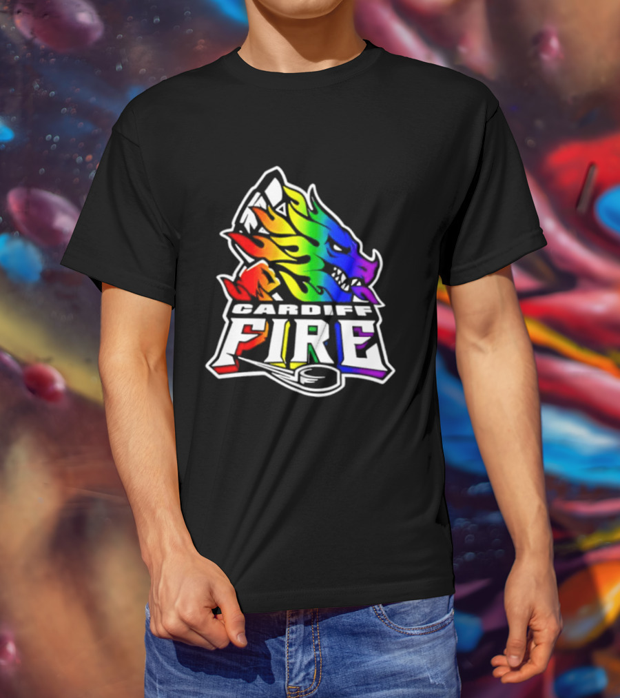 Cardiff Fire Pride Rainbow Hockey T-Shirt