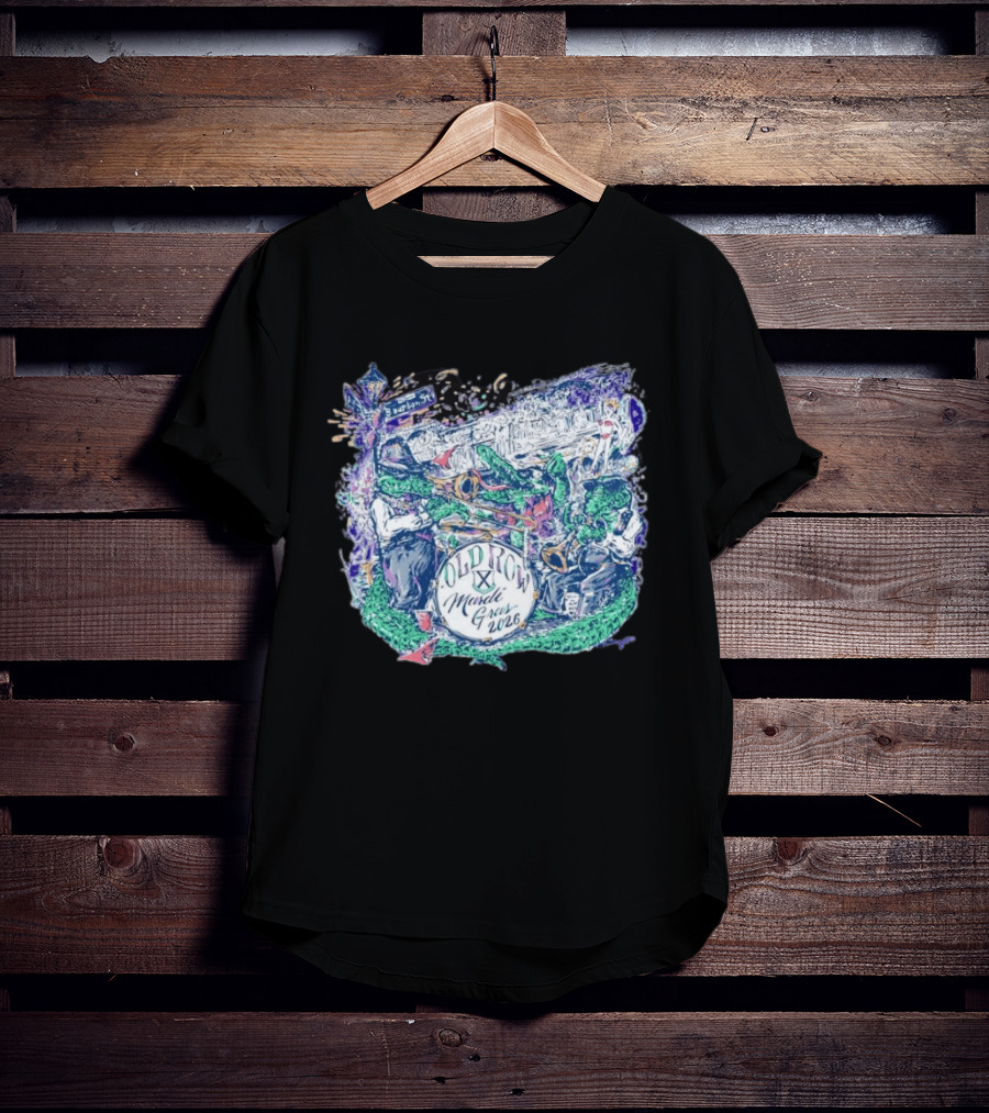 Old Row Mardi Gras 2026 Bourbon Street Alligator Band T-Shirt