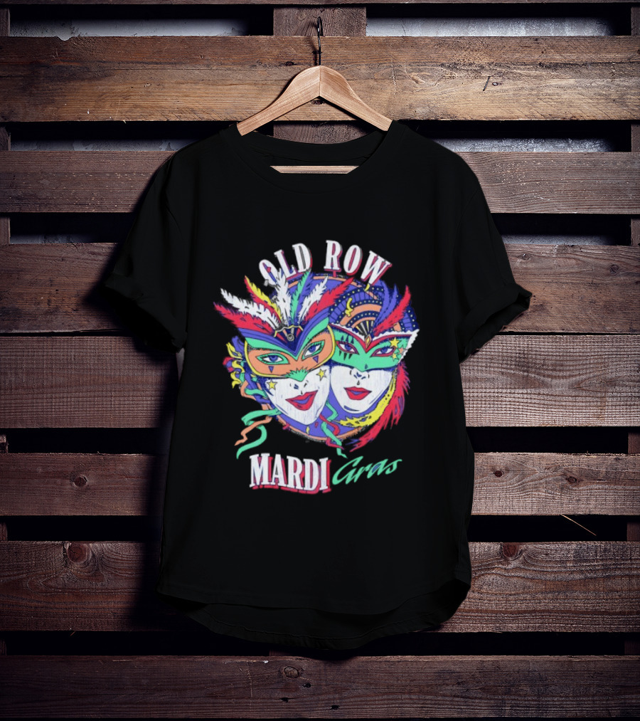 Old Row Mardi Gras Masks Colorful Feathers T-Shirt