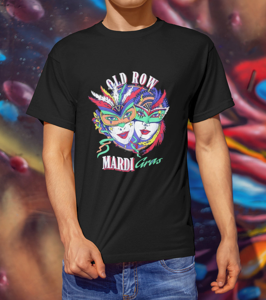 Old Row Mardi Gras Masks Colorful Feathers T-Shirt
