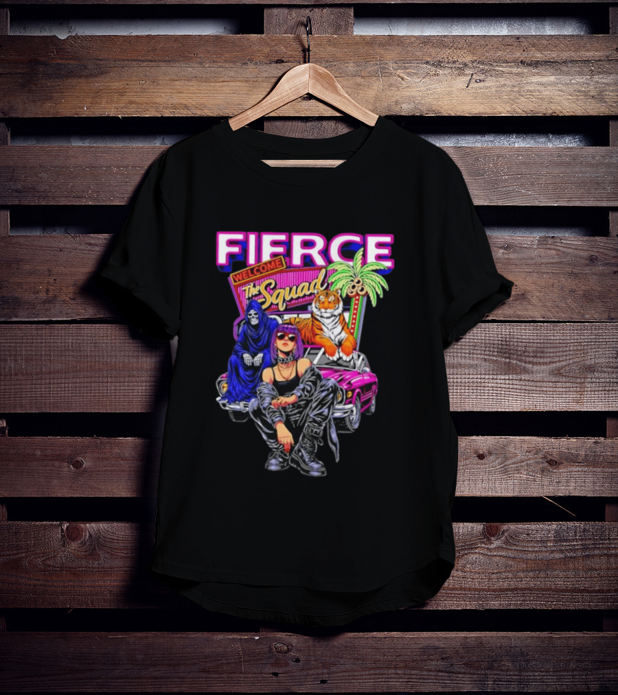 Fierce Welcome The Squad Iconic Tiger And Car Graphic With Edgy Characters T-Shirt