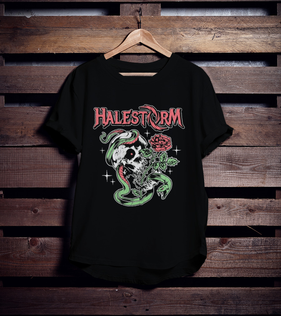 Halestorm Skull Snake Rose Star T-Shirt