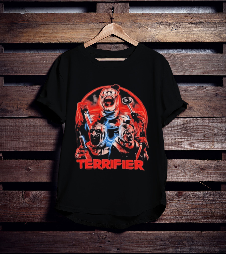 Terrifier Horror Movie Villains Red And Blue T-Shirt