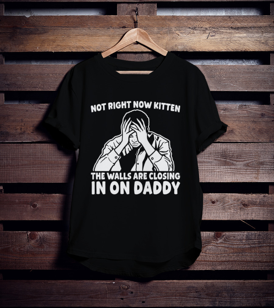 Not Right Now Kitten The Walls Are Closing In On Daddy Stress Humor T-Shirt