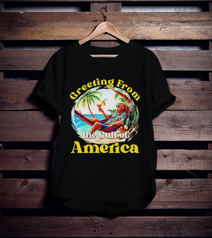 Greeting From The Gulf Of America Tropical Beach Scene T-Shirt