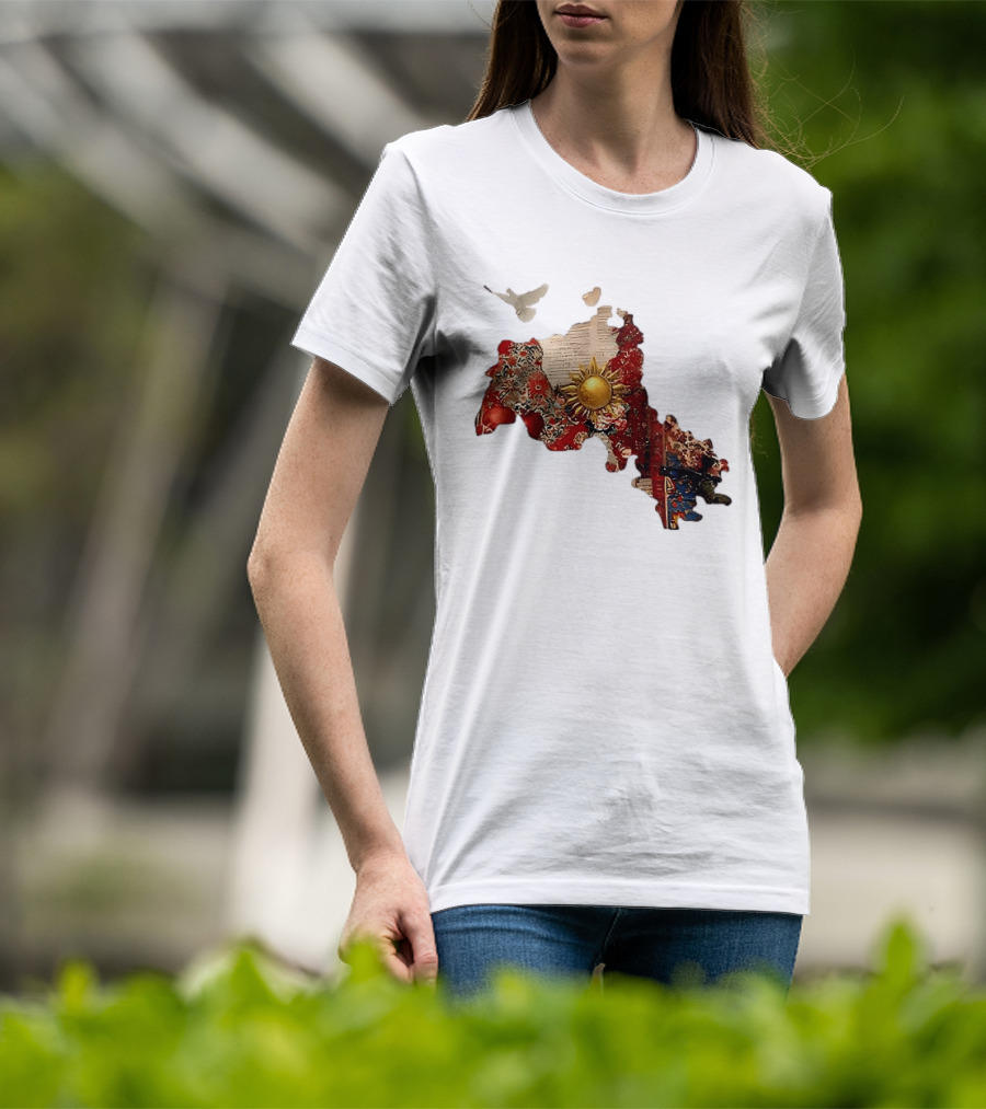Map Of Kurdistan With Sun And Peace Dove T-Shirt