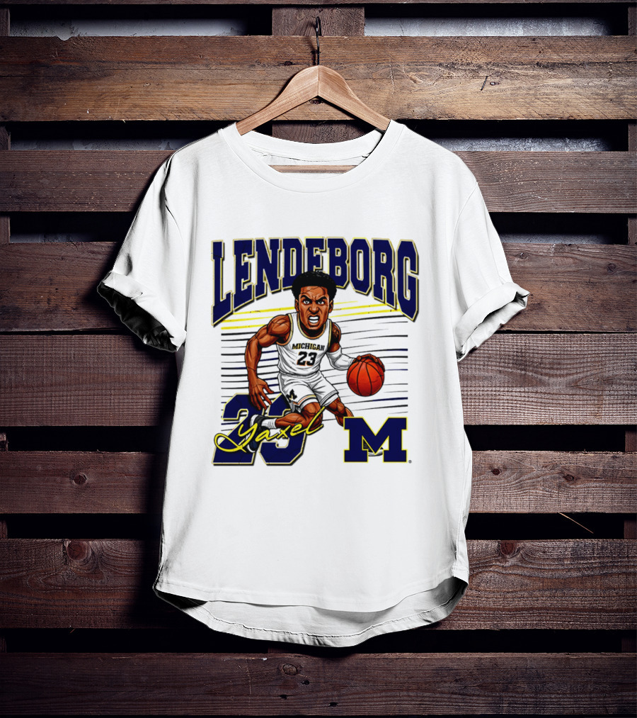 Lendeborg Yaxel 23 Michigan Basketball Caricature M T-Shirt