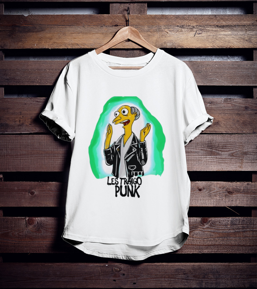 Mr Burns Les Traigo Punk Leather Jacket Green Aura T-Shirt