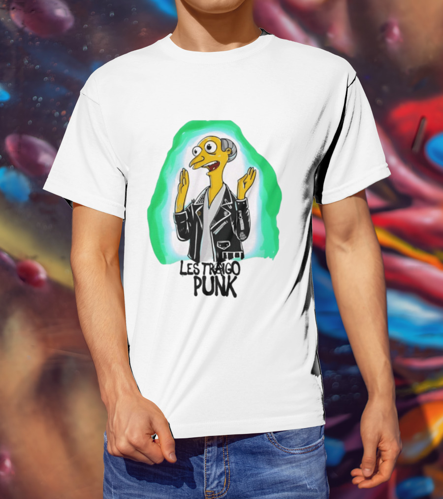 Mr Burns Les Traigo Punk Leather Jacket Green Aura T-Shirt