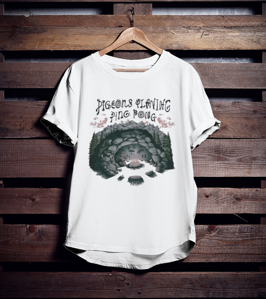 Pigeons Playing Ping Pong X Nature Backs 2026 Psychedelic Forest Double Exposure T-Shirt