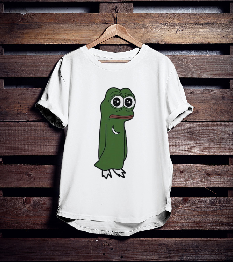 Smolting Pepe Meme Character Crescent Moon Reflection T-Shirt