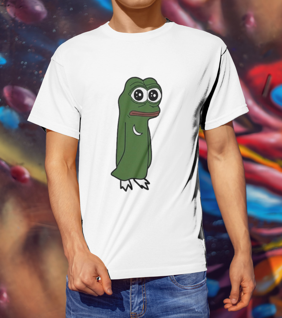 Smolting Pepe Meme Character Crescent Moon Reflection T-Shirt