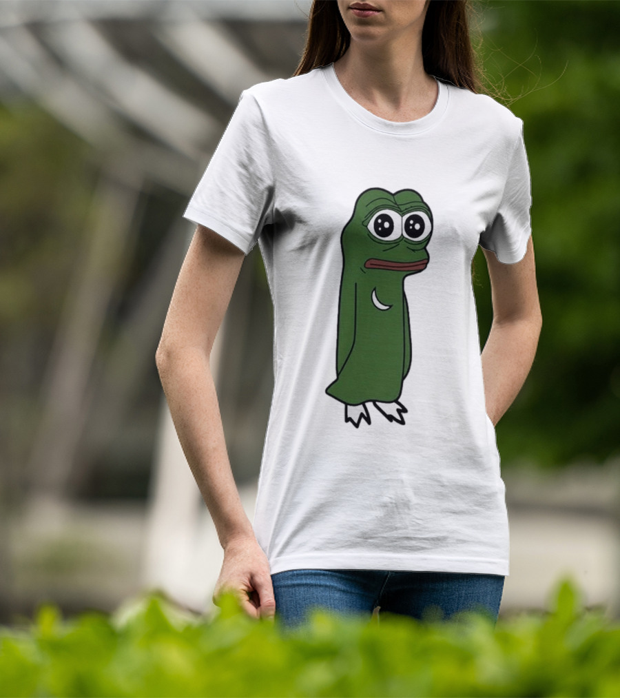 Smolting Pepe Meme Character Crescent Moon Reflection T-Shirt