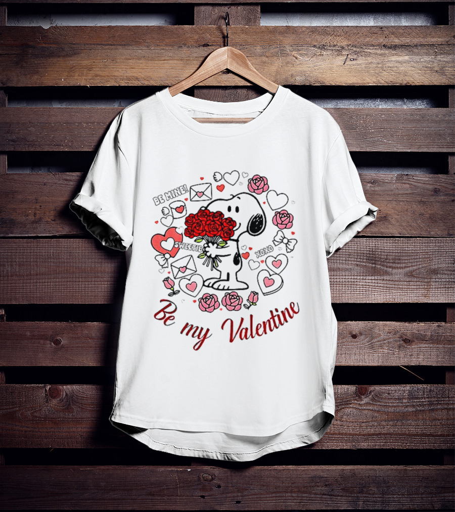Snoopy Be Mine Sweetie Xoxo Be My Valentine Day Roses Hearts T-Shirt