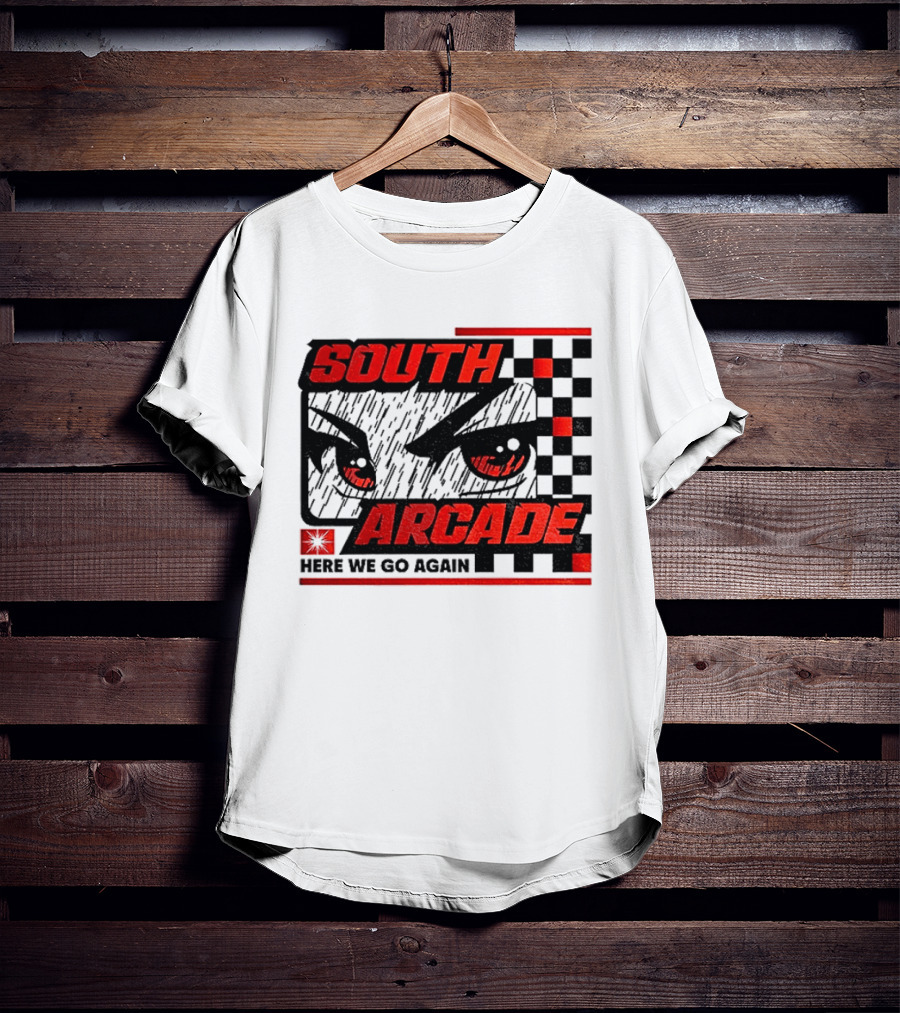 South Arcade Here We Go Again Checkerboard Eyes T-Shirt