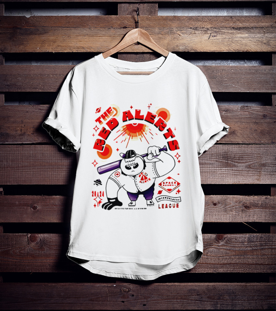 The Red Alerts Baseball League Cartoon Mascot 2024 Space Cowboy T-Shirt