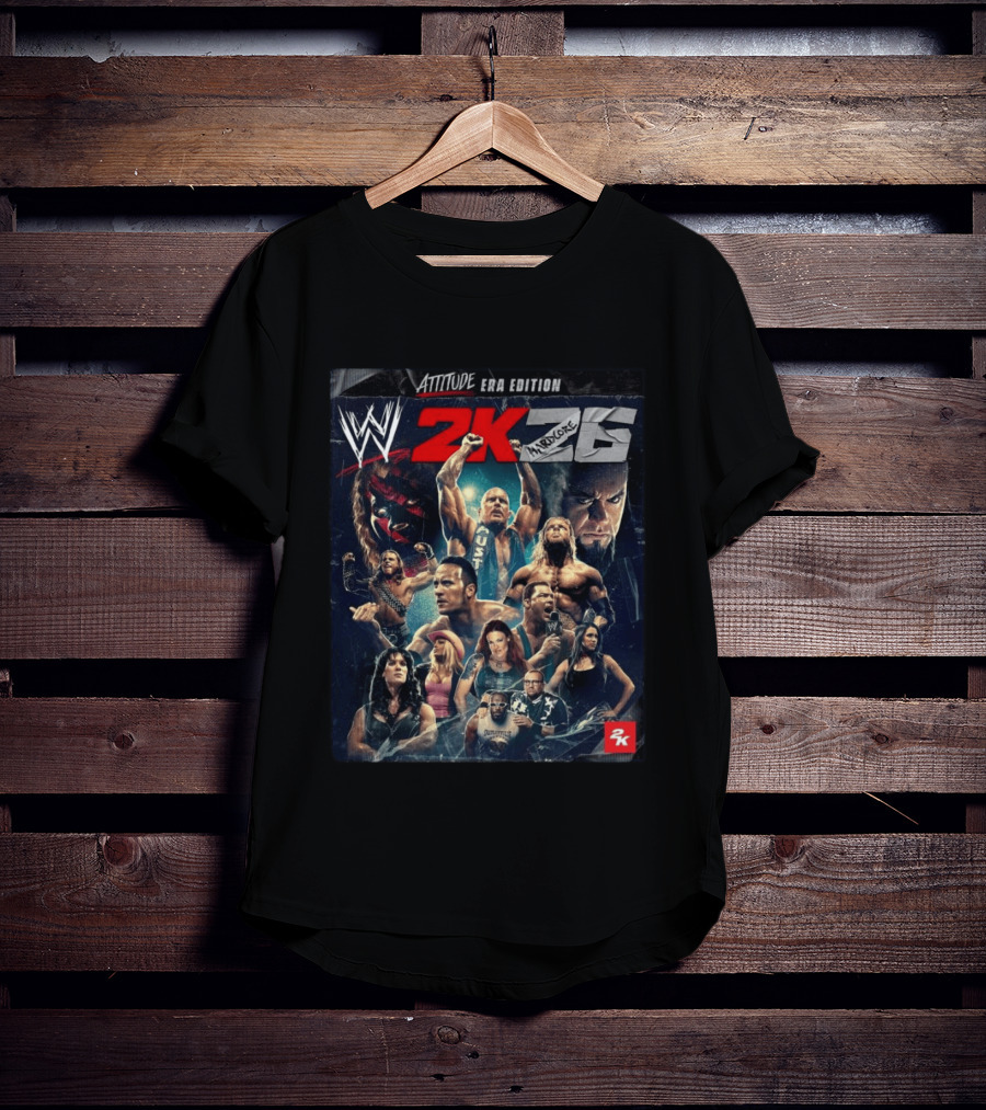 WWE 2K26 Attitude Era Edition Featuring Iconic Legends T-Shirt
