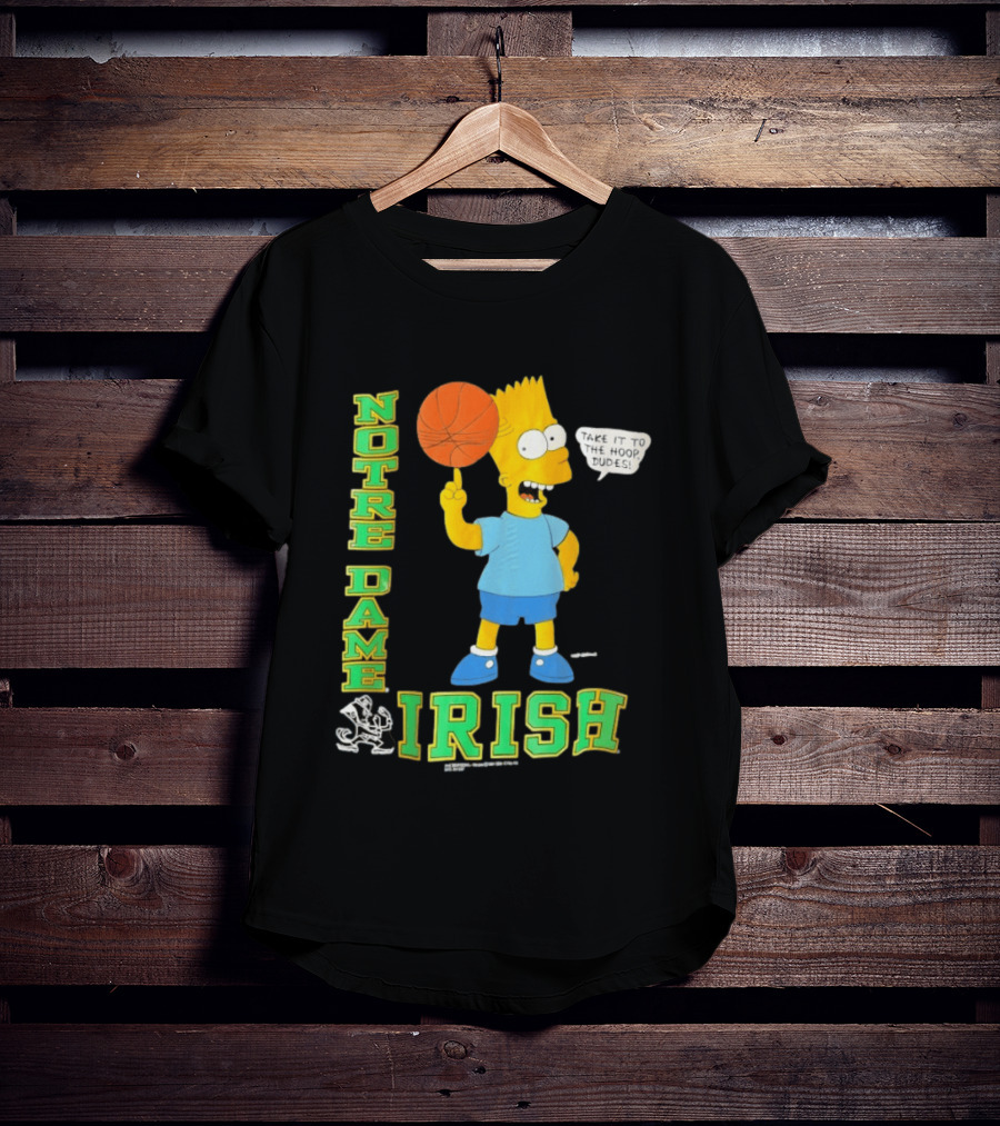Notre Dame Irish Bart Simpson Basketball Take It To The Hoop Dudes T-Shirt