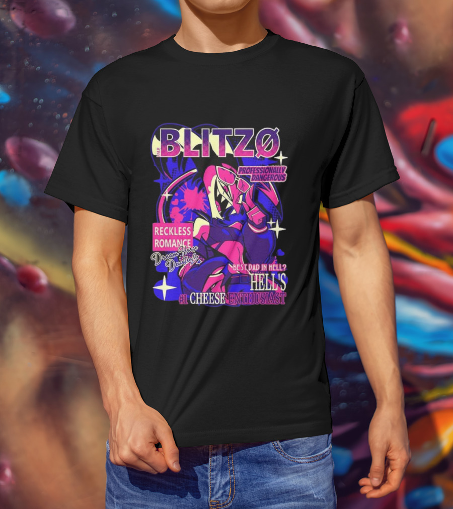 Blitzo Professionally Dangerous Reckless Romance Hell's #1 Cheese T-Shirt