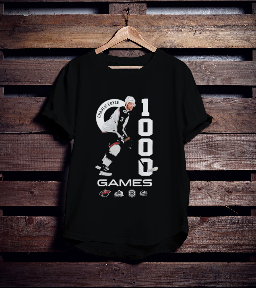 Columbus Blue Jackets NHL Game 1000 Milestone Celebration Charlie Coyle T-Shirt