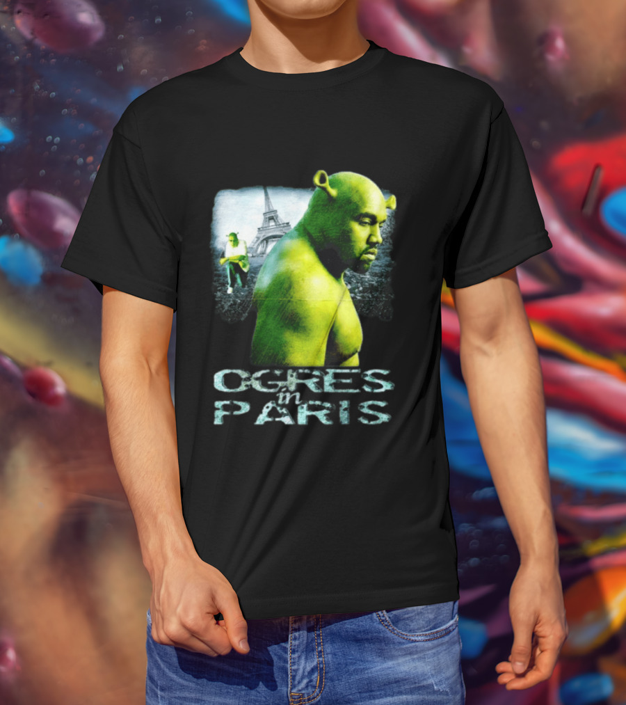 Shrek Kanye West Ogres In Paris Eiffel Tower Mashup T-Shirt