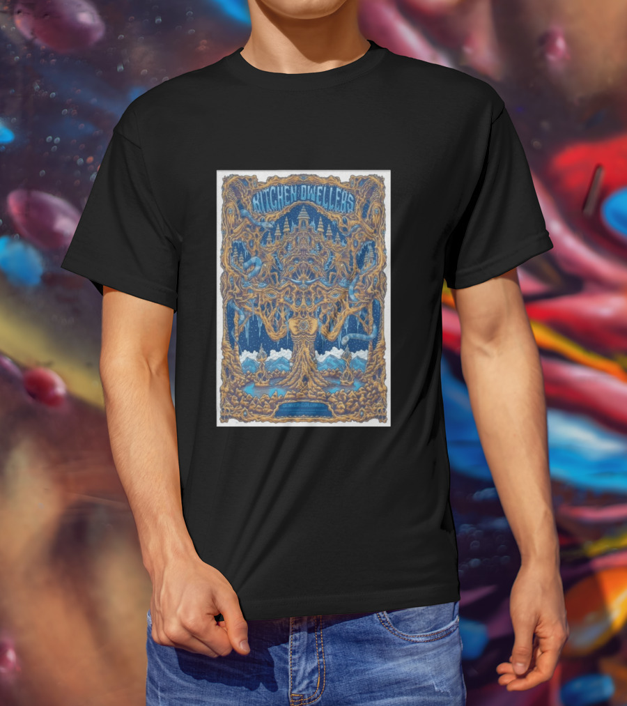 Kitchen Dwellers Jan 22 23 Cervantes' Masterpiece Ballroom Denver Colorado Psychedelic Tree T-Shirt