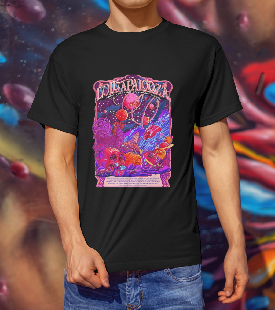 Lollapalooza India 2026 January 24 25 Planetary Cosmic Wildlife Perry Farrell X Aaquib Wani T-Shirt