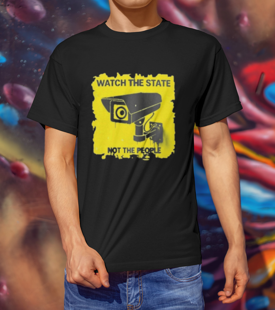 THE STATE NOT THE PEOPLE Yellow Surveillance Camera T-Shirt