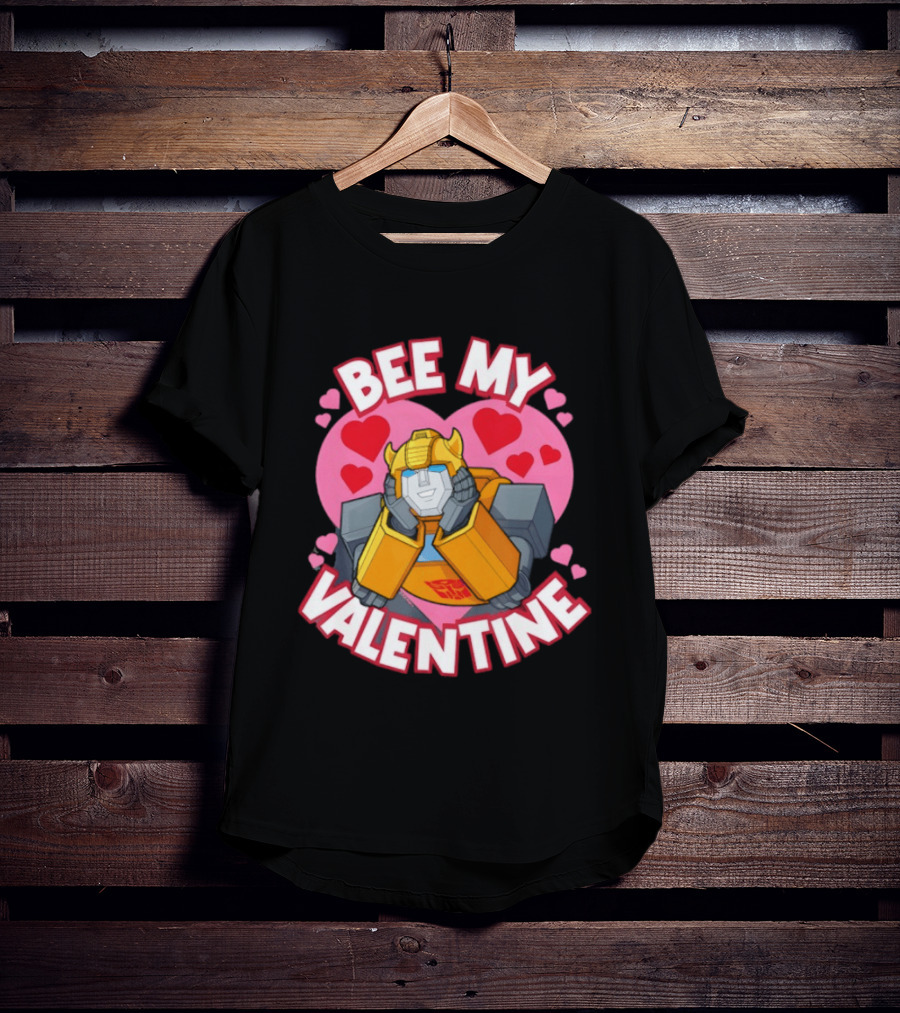 BEE MY VALENTINE Transformers Bumblebee Valentine's Day Hearts T-Shirt