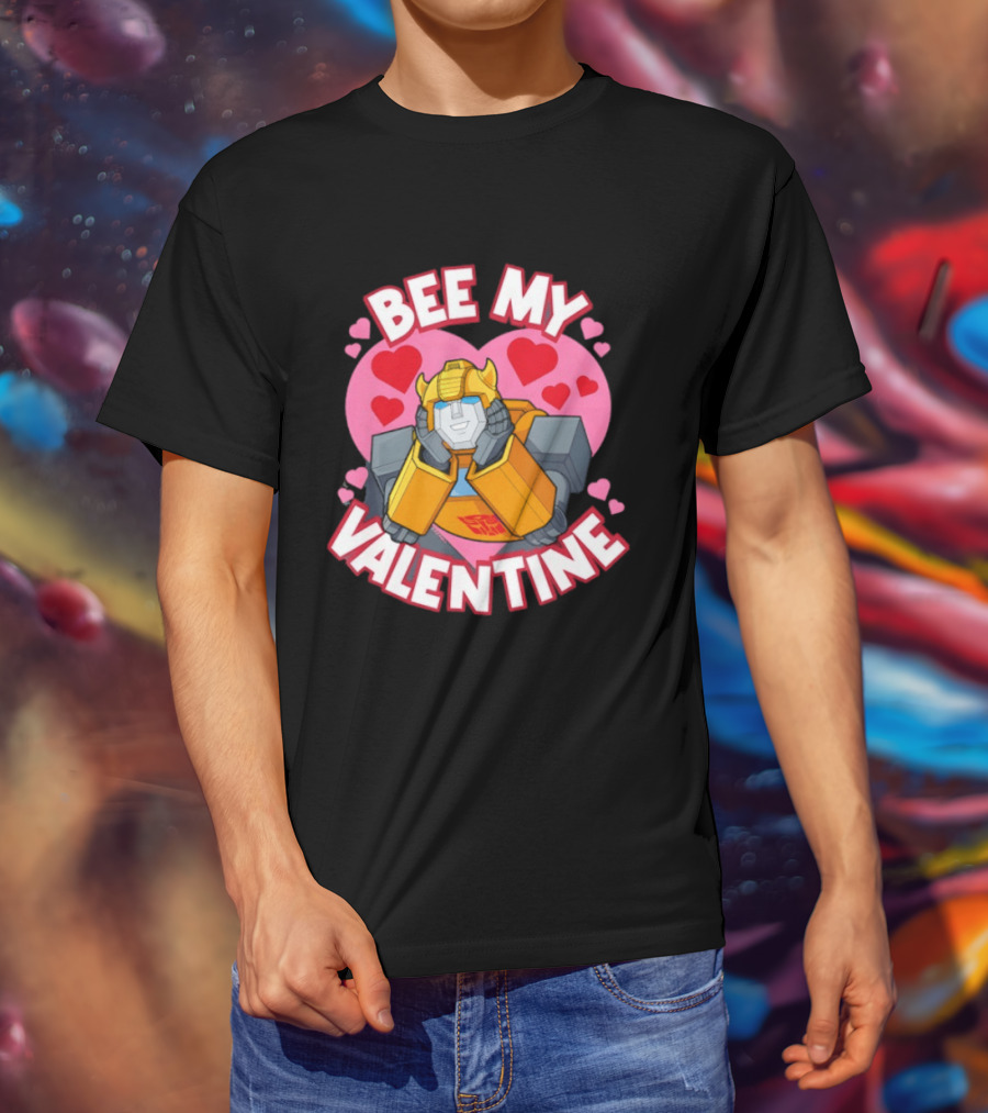 BEE MY VALENTINE Transformers Bumblebee Valentine's Day Hearts T-Shirt