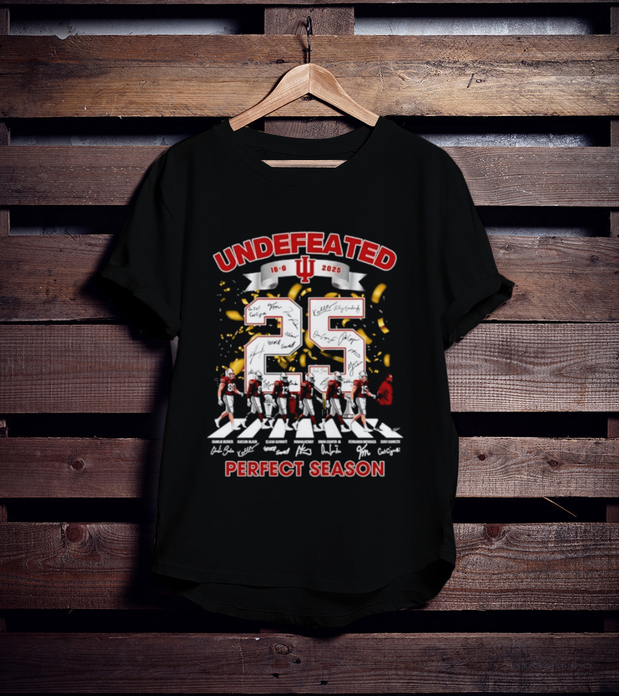 Undefeated 2025 Indiana Hoosiers Perfect Season Abbey Road 16 0 Signatures T-Shirt