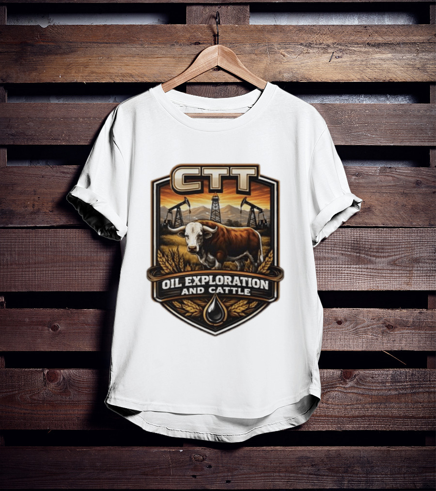 CTT Oil Exploration And Cattle Pumpjack Bull T-Shirt