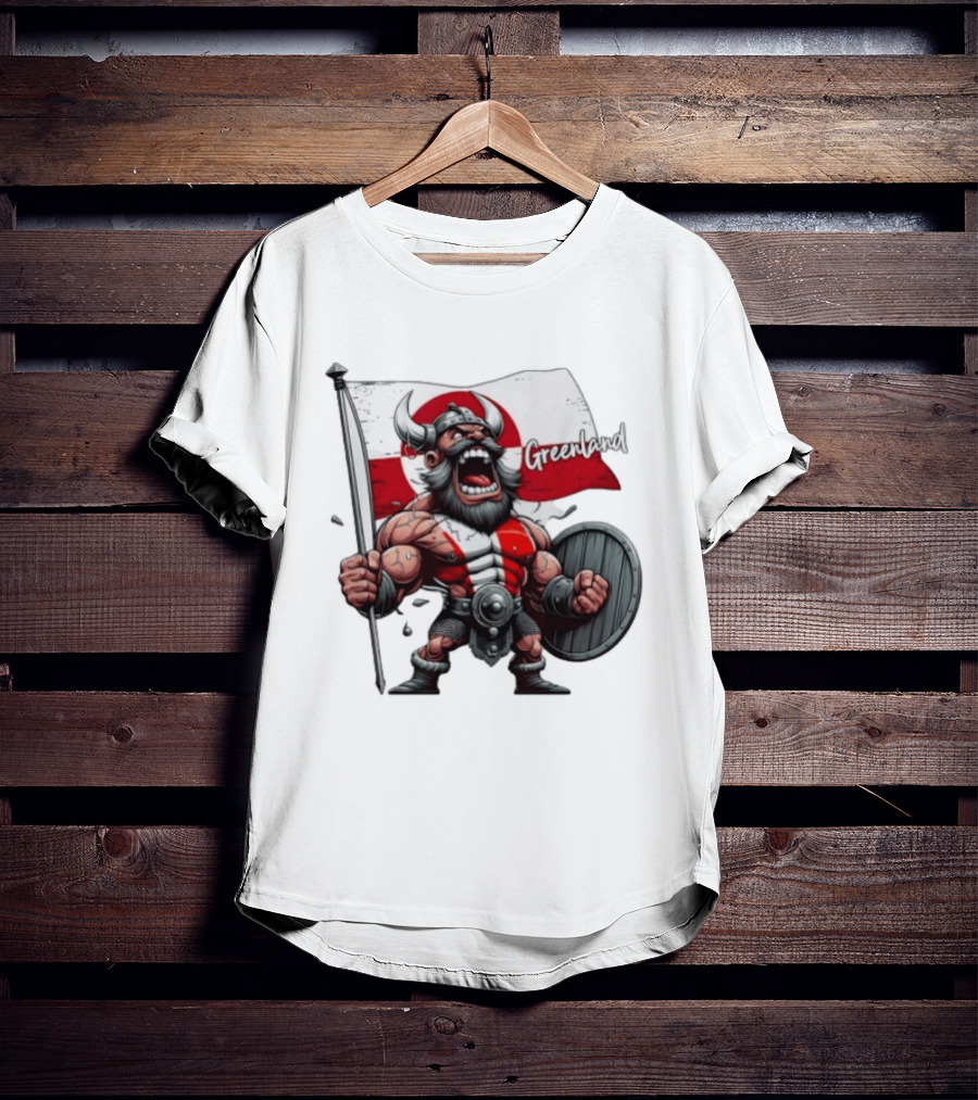 Greenland Viking Warrior Holding Shield And Flag T-Shirt